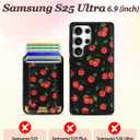 2 x Shorogyt for Samsung Galaxy S25 Ultra Cute Kawaii Leather Phone Case - Compatible with Magsafe Wallet Magnetic Credit Card Holder Fashion Cherry Design Phone Cover for Women Girls, Fits 7 Cards