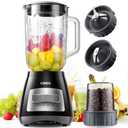 GDOR Blender for Kitchen, 700W Peak Power Smoothie Blender with 1.5L Glass Jug, 6-Leaf Stainless Steel Blades,5 Speed Control for Milkshake,Smoothie,Juice and Ice Drink,Black