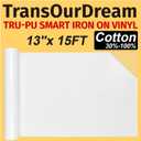TransOurDream Tru-PU Smart Iron On Vinyl Roll 13in x 15ft for AIR 2, Explore 3, Maker 3, Cameo, Matless Cutting for Long cuts, Matte White Heat Transfer Vinyl for T-Shirts, Thinner, Soft