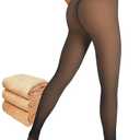Amzshe One-Seam Fleece Lined Tights for Women Tummy Control Warm thermal leggings Winter Thick Pantyhose, Size S-M