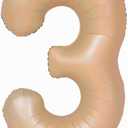 Apricot Number 3 Balloon for Girls Boys, 40 Inch Large Nude Number 0-9 Foil Balloons Set, Tan Digital 3 Balloons for Women Men Birthday Graduation Anniversary Party Decorations Celebration Supplies