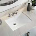 Rectangular Undermount Bathroom Sink - 20 X 15 inch Vessel Sink,Undermount Bathroom Sink Rectangle, White Ceramic Lavatory Vanity Basin with Overflow