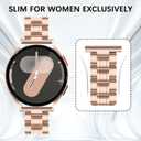 Thin Band Compatible with Samsung Galaxy Watch 7/FE/6/5/4 40mm 44mm, 5 Pro 45mm, Watch 6/4 Classic 43mm 47mm 42mm 46mm, 20mm Stainless Steel Metal Replacement Wristband Strap for Women Men