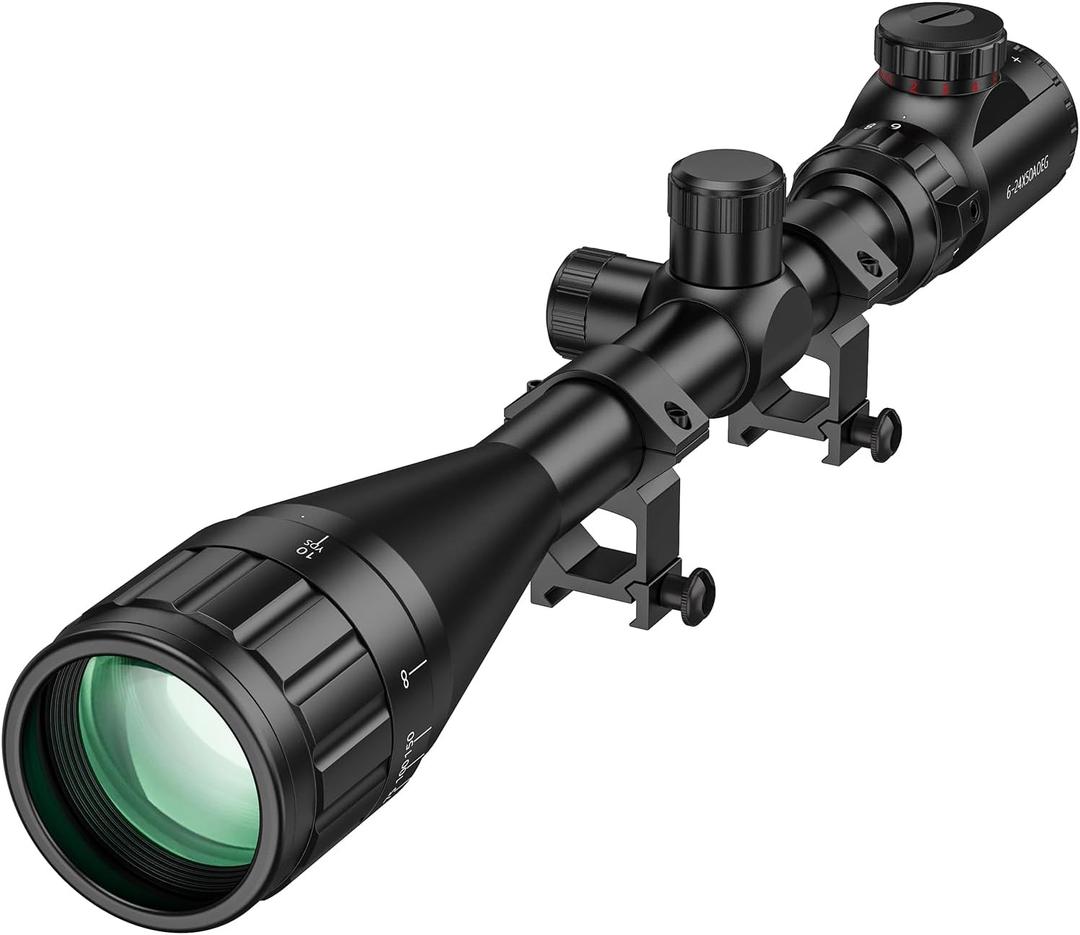 MidTen 6-24x50 AO Rifle Scope for Hunting - Red and Green Illuminated Long Range Scope - 1 inch Tube SFP with Rings (20mm) MidTen 6-24x50 AO Rifle Scope for Hunting - Red and Green Illuminated Long Range Scope - 1 inch Tube SFP with Rings (20mm)