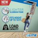 LITE 10-Foot Aluminium Attic Ladder 54" W x 22.5" H (Rough Opening), 375-Pound Load Capacity, Type IAA, AP2240MS