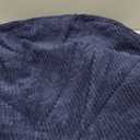 Round Stuffed Pouf Ottoman Cover, Furry and Fluffy Pouf Cover Foot Stool Storage Ottoman Cover, Navy