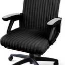 AELS Faux Fur Striped Office Chair Cover, Desk Chair Cover Computer Office Chair Covers - Fits Desk Chair/Armchair, Soft Breathable Fabric - Washable & Removable for Home & Office, Black