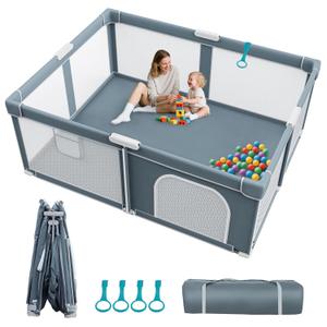 Foldable Baby Playpen - 71"59" Collapsible Play Pen for Babies and Toddlers - Indoor Outdoor Foldable Play Yard with 4 Handles - Folding Baby Playpen with Bag Portable Travel Play Yard