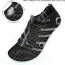 JIASUQI Athletic Hiking Beach Water Shoes Barefoot Aqua Swim Sports Walking Shoes for Women Men (11.5-12.5 Women/9.5-10.5 Men, Mesh Black)