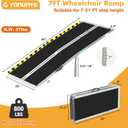 7ft Portable Wheelchair Ramp, Non-Slip Aluminum Folding Handicap with Support Legs & Latch, Threshold Ramp Suitable for 7" -21" Height Suitable for Home Steps, Stairs, Doorways, Car, Curbs