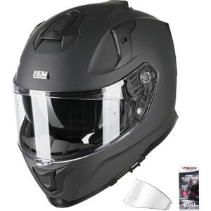LEM Motorcycle Helmets Full Face for Men, Motorcycle Helmet for Adults, DOT Certified, PINLOCK & DVS Dual Vision, Motorcycle Street Bike Helmet, Bluetooth Speaker Pockets (Matte Black Large) VZN FP09 (Black, M)