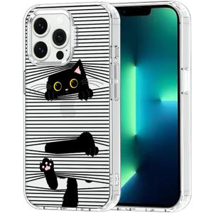 MOSNOVO Case for iPhone 13 Pro, [Buffertech 6.6ft Military-Grade Drop Protection] [Anti Peel Off Tech] Clear TPU Bumper Phone Case Cover Design - Hidden Black Cat