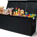 Extra Large Toy Storage Organizer with Lid - Sturdy, Collapsible Toy Chest Storage Box Design - Toys Bin with Dividers for Kids, Nursery, Bedroom, Playroom 37"x16"x14" (Black)