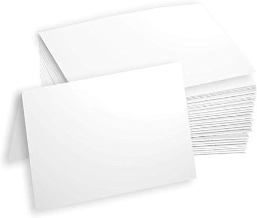 Hamilco White Cardstock Thick Paper - 5 x 7" Blank Folded Cards - Greeting Invitations Stationary - Heavy weight 80 lb Card Stock for Printer - 100 Pack