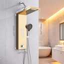 Shower Panel Tower System,Rain Shower Head Rainfall Waterfall Shower,Handheld High Pressure Rain Massage System(Gold)