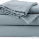 Bedsure 100% Washed Cotton Duvet Cover Queen Size - Dusty Blue Minimalist Cotton Bedding Linen Like for All Seasons - GentleSoft Plain Simple Duvet Cover, 3 Pieces (Dusty Blue, Queen, 90"x90")