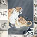 Decoupage Paper Pack (35 Sheets 6"x8") Tigers, Baboons and Other Brilliant Animals FLONZ Vintage Illustration Pictures Cards for Decoupage, Craft and Scrapbooking