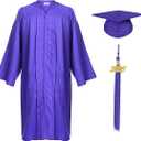 Shiny Child Graduation Cap, Gown, Tassel and 2026 Charm Set, Kindergarten Graduation and Kids Preschool Size 4'3" - 4'5" (36") Purple
