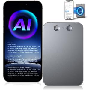 AI Voice Recorder with Transcribe,Mind Mapping & AI Summary,Supports 118+ Languages,APP Control,Compatible with GPT-5 Compatible,64GB Audio Recorder for Lectures,Phone Calls, Meetings,Interviews (Grey)