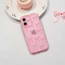 NITITOP Compatible with iPhone 16 Plus Case Cute Clear Pink Glitter Bow Knot Design Shiny Star Sparkle Bling Diamond Girls Women Soft TPU Shockproof Protective Phone Cover - Large Bow
