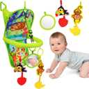 OKOOKO Car Seat Toy Rear Facing Car Seat Toy Baby Travel Toy Kick and Play with Baby Mirror Thickened Pad Adjustable Sensory Toy for Newborn Infant (Jungle)