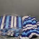 Lounge Chair Towel Cover, Chaise Lounge Cover (Pack of 4), Beach Chair Covers with 3 Pockets for Pool Sunbathing Beach Garden Courtyard Outdoor Trips, 85 x30 in,Striped Blue White