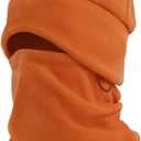 Winter Beanie Hat Scarf Set with Ear Flaps for Men Women Knit Fleece Lined Skull Cap Windproof Neck Warmer Gaiter Orange (Orange)