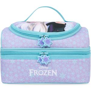 Get Trend Disney Frozen Girls Reusable Insulated Lunch Bag, Lightweight 3L Cooler Bag, Dual Compartment with Handle, Fits Kids Lunch Box for School, Picnic, Elsa Anna Gifts for Girls (Purple Frozen)