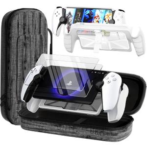 3-in-1 Accessoris Kit Compatible with PlayStation Portal, EVA Carrying Case for PS Portal with Silicone TPU&Hard PC Clear Protective Cover