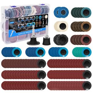 136 PCS 2 Inch Die Grinder Sanding Discs Bits Accessories, Quick Change Disc with 1/4 Roll Lock for Milwaukee Dewalt Right Angle Die Grinder M12, Drill Sanding Attachment Surface Conditioning Tool