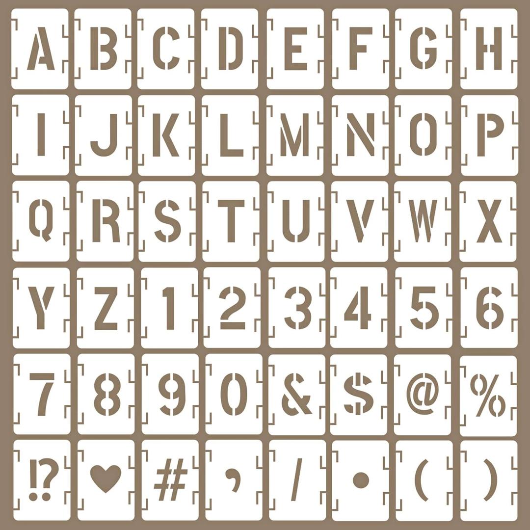 8 Inch Letter Stencils for Painting, 48pcs Large Reusable Alphabet and Number Symbol Stencils for Painting on Wood, Walls, Fabric, Rocks, Sign, Canvas DIY Art Projects