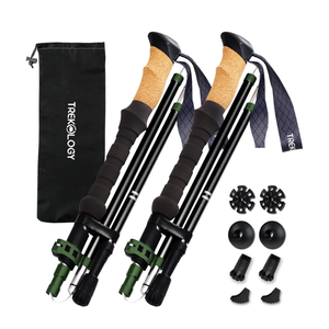 TREKOLOGY Trek-Z Cork Grip Trekking Poles – Lightweight Folding Hiking Poles, Adjustable Height, Compact Travel Design, Aircraft-Grade Aluminum Walking Sticks for Men & Women