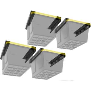 Overhead Bin Rack - Ceiling Mount Overhead Garage Storage Rack | Adjustable Width and Orientation | Heavy Duty Ceiling Bin Storage Rails | Fits Black & Yellow Storage Bins | USA Designed (4 Bins)