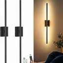 Wireless Battery Operated Wall Sconces Set of 2, 10000mAh Rechargeable LED Wall Lights with Remote Control, Gold 3000K-6000K Dimmable Timing Modern Wall Lamp for Living Room Bedroom, 31.5 inch
