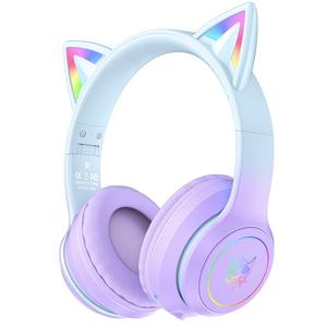 ONITOON Cat Ear Bluetooth Headphones with Micphone for Kids & Adults, LED Light Up Wireless HI-FI Sound Quality, Over-Ear Headphones with Volume Control for iPhone/iPad/Laptop/PC(55H Play Time)