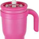 14oz Toddler Sippy Cup Vacuum Insulated Stainless Steel Kids Cup with Handle, Spill-Proof Straw, Leak-Proof Travel Cup for Home or On-the-Go Cup (Hot Pink)