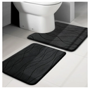 YIHOUSE Memory Foam Black Bathroom Rug Sets 2 Piece, Ultra Absorbent Bath Mat for Bathroom - Non-Slip Machine Washable & Dry Quickly, 2 Piece Bathroom Mat Set, Black