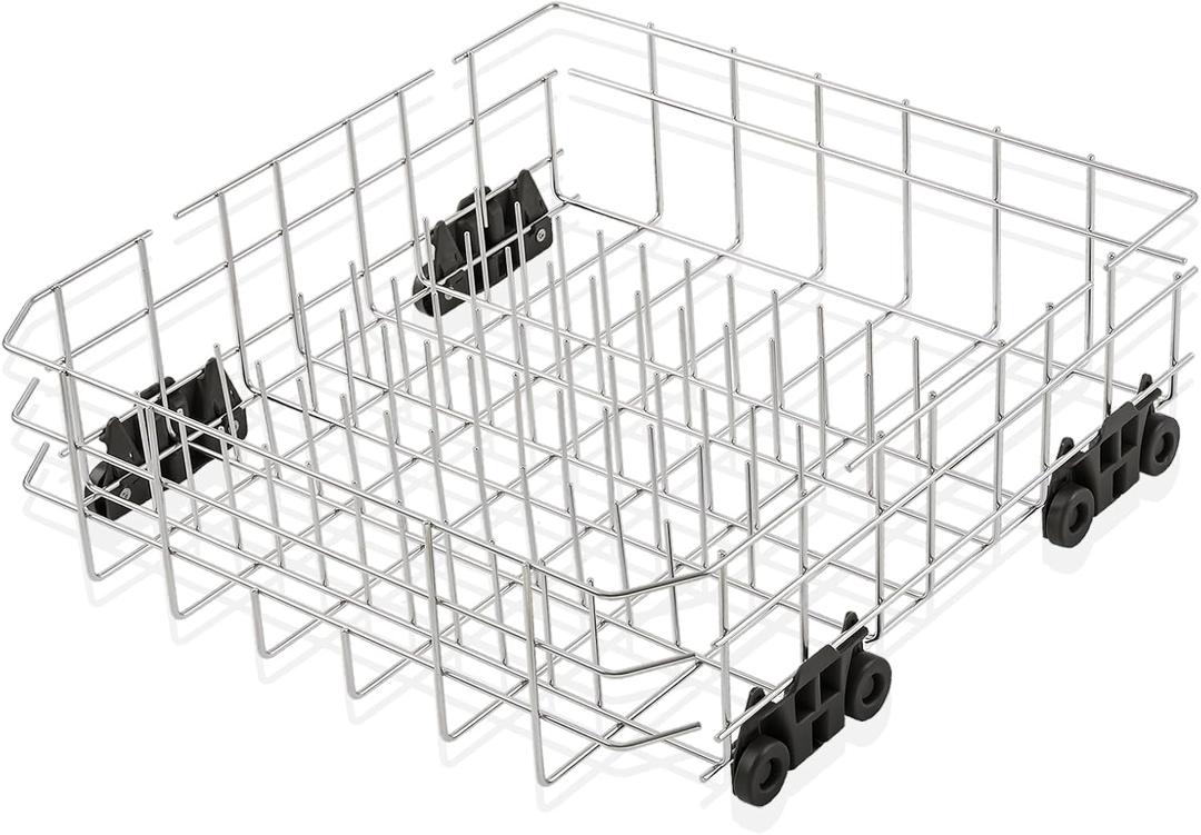 Upgraded W10728159 Dishwasher Lower Rack Stainless Steel Replacement Parts for Maytag Kitchenaid Dishwasher Rack W10525646 W10780925 Dishrack Whirlpool Kenmore Dishwasher Bottom Rack Assembly Wheels