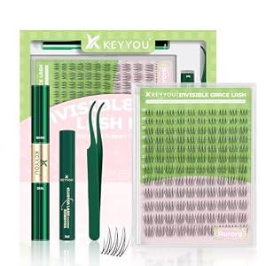 KEYYOU Natural Lash Clusters Kit Aurora Wispy Lash Extension Kit C Curl