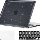 EooCoo Case Compatible with MacBook Air 13 inch M5 2026-2022 Release M4 M3 M2 A3449 A3240 A3113 A2681, Glitter Hard Shell&Keyboard Skin Cover&Screen Protector for Mac Air 13.6 inch, Sparkly Black