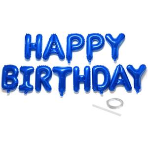 Dark Blue Happy Birthday Balloon Banner Set -16 Inch Foil Letters Balloons, Reusable Birthday Decorations and Party Supplies, Suitable for Men and Women's Birthday DecorationsParty Backdrop