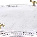 FESTWIND Decorative Tray for Coffee Table Decor Wooden Tray with Handles Round Trays for Home Decor Beaded Tray for Kitchen Counter Living Room Countertop Display