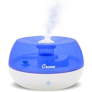 Crane Personal Ultrasonic Cool Mist Travel Humidifier and Vaporizer for Congestion Relief, 360 Adjustable Nozzle, Filter-Free .75 Liter Tank, Blue/White, Office Humidifier