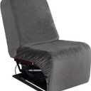 ULTICOR 7-Piece L Shape Sectional Recliner Sofa Covers, Velvet Stretch Reclining Couch Covers for Reclining L Shape Sofa, Thick, Soft, Washable (Dark Grey, 1 Additional seat)