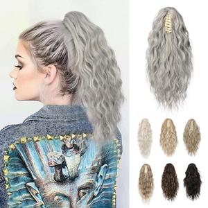 REECHO 14" Ponytail Extension, Claw Clip Ponytail Extension Short Fake Pony Tails Soft Wavy Multi Layered Clip in Hair Extensions Synthetic Hairpiece for Women HP002 - Grey/Brown/Silver/White Mixed