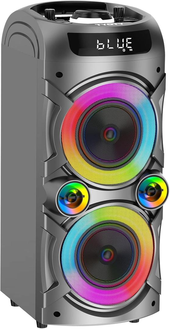 Portable Bluetooth Speaker 100W Big Powerful Wireless Boombox TWS Pairing Loud Stereo Sound Deep Bass Large Party Speakers with Subwoofer LED Lights for Outdoor Home Camping (BLACK)