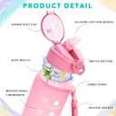 Enerbone 32 oz Water Bottle with Times to Drink and Straw, Motivational Drinking Bottles Carrying Strap, Leakproof BPA & Toxic Free, Ensure You Enough for Fitness Gym Outdoor Watermelon