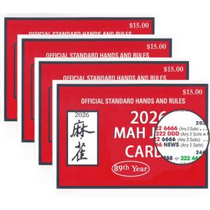mah Jong 2026 Cards Official Revision - Large Size - 4Pcs