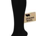 HAPIU Merino Wool Easy On Compression Socks for Women & Men, 15-20 mmHg, Plus Size Knee High Stocking for Nurses, Pregnancy, Travel, Flight, Medias de Compresin Mujer (Medium-Large, Black)