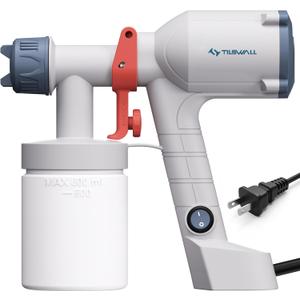 Tilswall Paint Sprayer,Upgraded Ultra-Light Electric Paint Spray Gun with 2 Nozzles & 4 Patterns Easy to Clean for Fences, Sheds, Walls, Ceilings, Furniture, Cabinets, Garden & DIY White